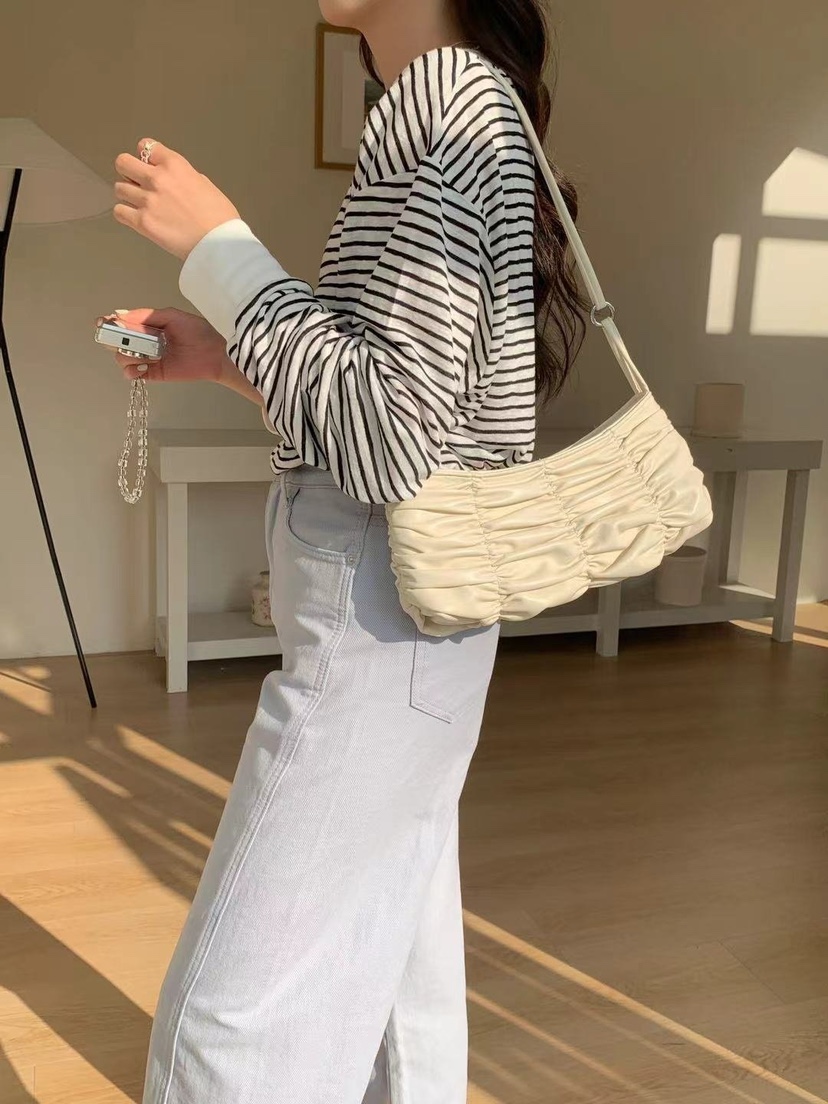 OPPA東大門實拍女裝新品25春夏時尚休閑熱賣單肩斜跨包褶皺OPPA單肩/斜跨包圖色2