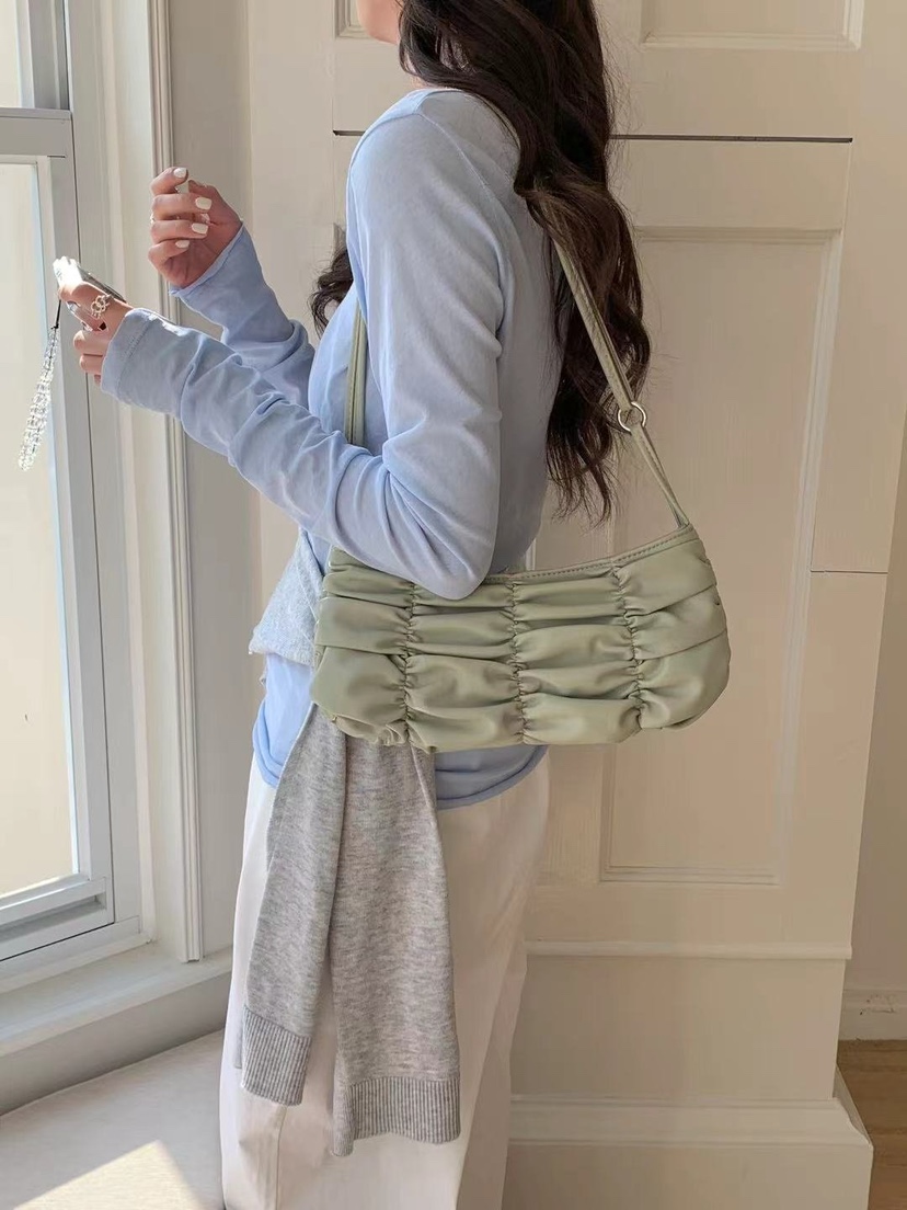 OPPA東大門實拍女裝新品25春夏時尚休閑熱賣單肩斜跨包褶皺OPPA單肩/斜跨包圖色3