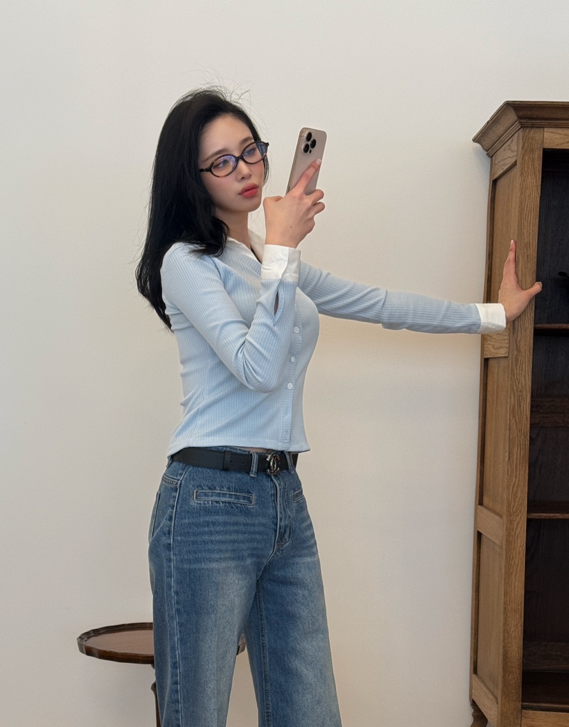 ON:UP東大門代購女裝新品熱賣推薦休閑真品25春夏職業長袖T恤ON:UP長袖T恤