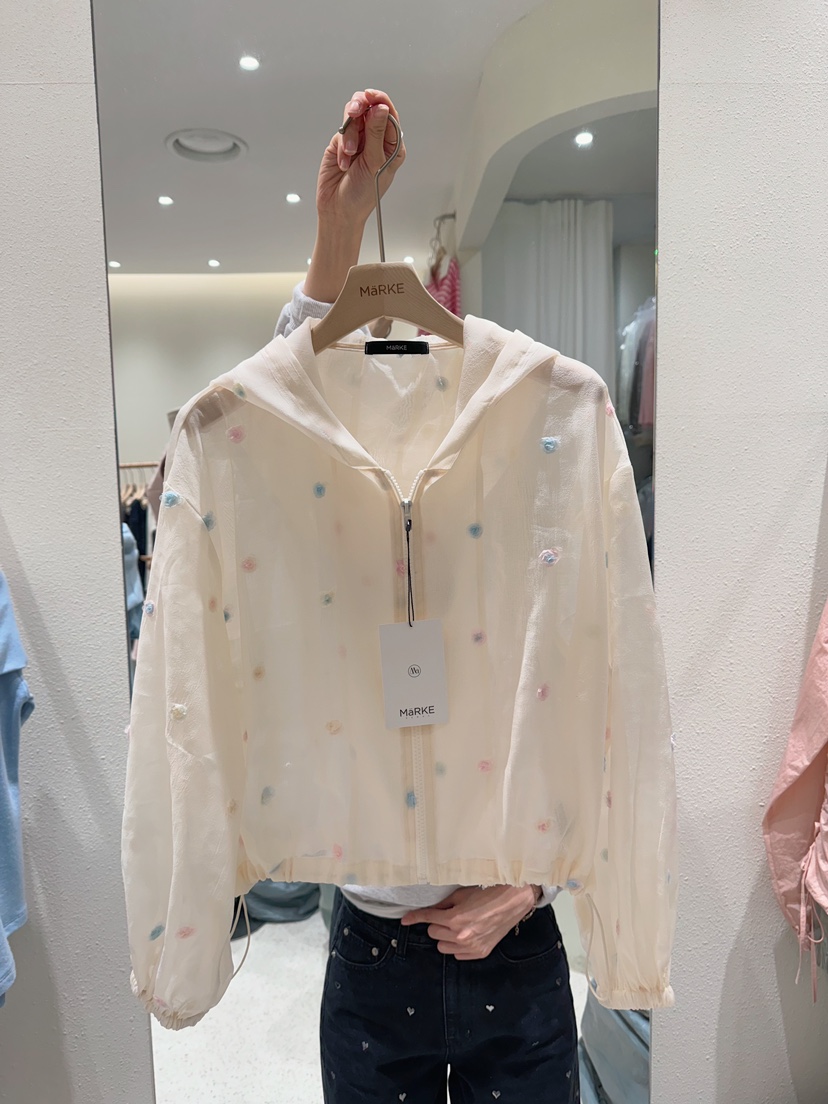 MARKE-P韓國代購女士新款熱賣25春夏職業真品夾克歐根紗兜帽MARKE-P夾克圖色1