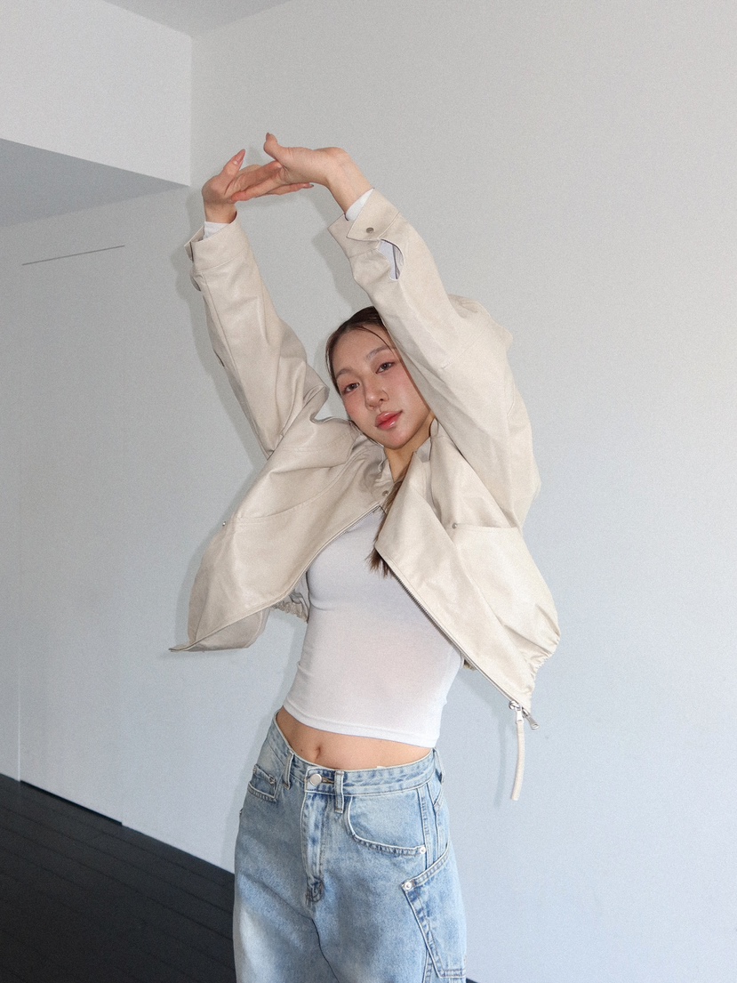 AMU韓國代購女士新款時尚推薦人氣真品熱賣25春夏休閑職業皮衣CLOSER皮衣