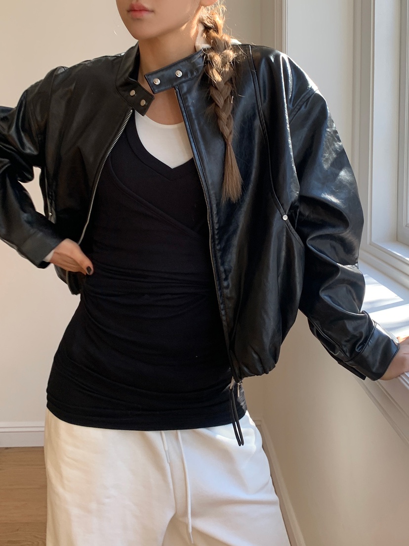 AMU韓國代購女士新款時尚推薦人氣真品熱賣25春夏休閑職業皮衣CLOSER皮衣