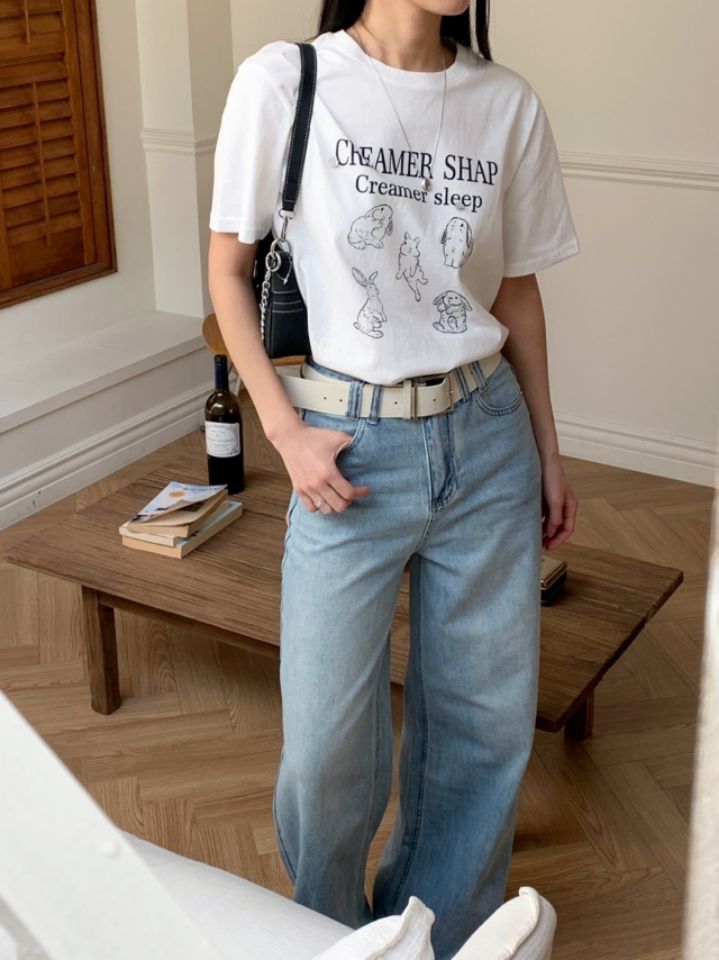 BELLINO293韓國代購女士新品25春夏真品休閑熱賣時尚T恤兔子BOBBIE DOLLT恤