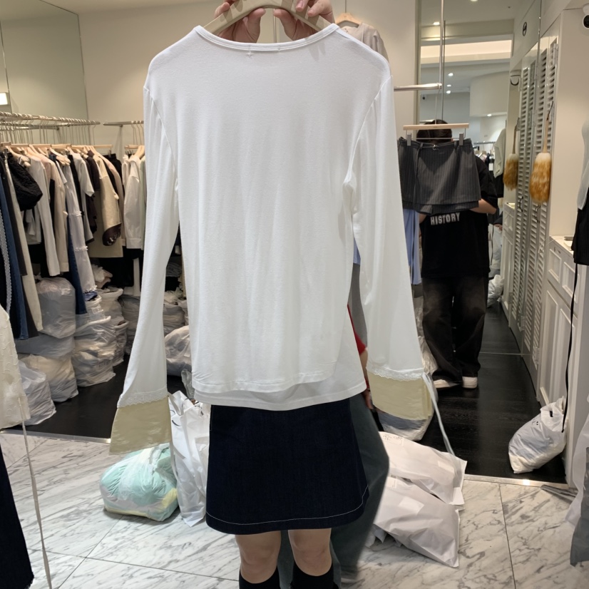 FRILL東大門實拍女士新品25春夏時尚推薦職業休閑長袖T恤蕾絲FRILL長袖T恤