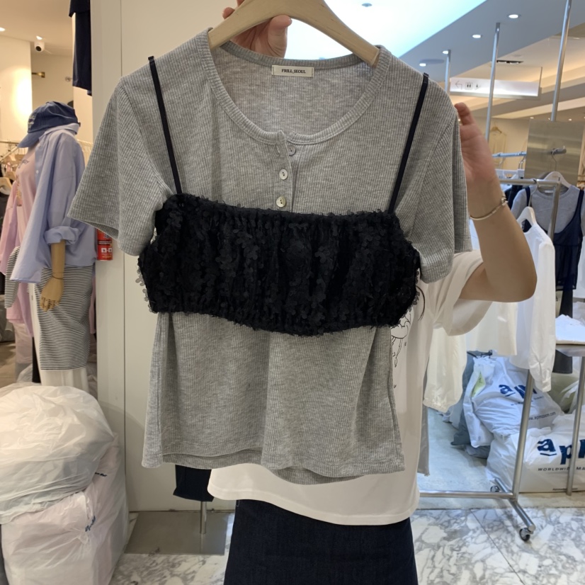 FRILL東大門實拍女裝新品職業時尚休閑熱賣推薦25春夏吊帶背心FRILL吊帶/背心