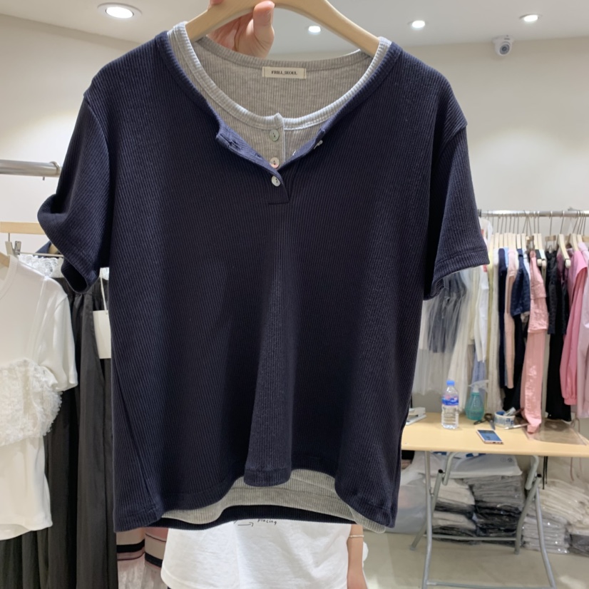 FRILL直郵韓國代購㊣女裝新款休閑熱賣時尚推薦25春夏職業T恤FRILLT恤圖色2