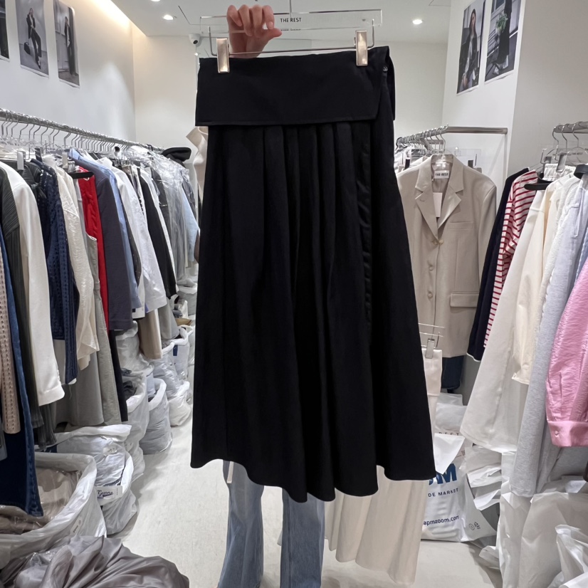 THE REST韓國直郵女裝新品職業熱賣人氣休閑半身裙中短裙褶皺THE REST/UNNOEUD半身裙/中短裙圖色3