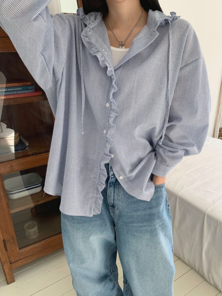 空東大門直郵女裝新品休閑熱賣時尚人氣真品推薦襯衫蕾絲衫4LEAF襯衫/蕾絲衫