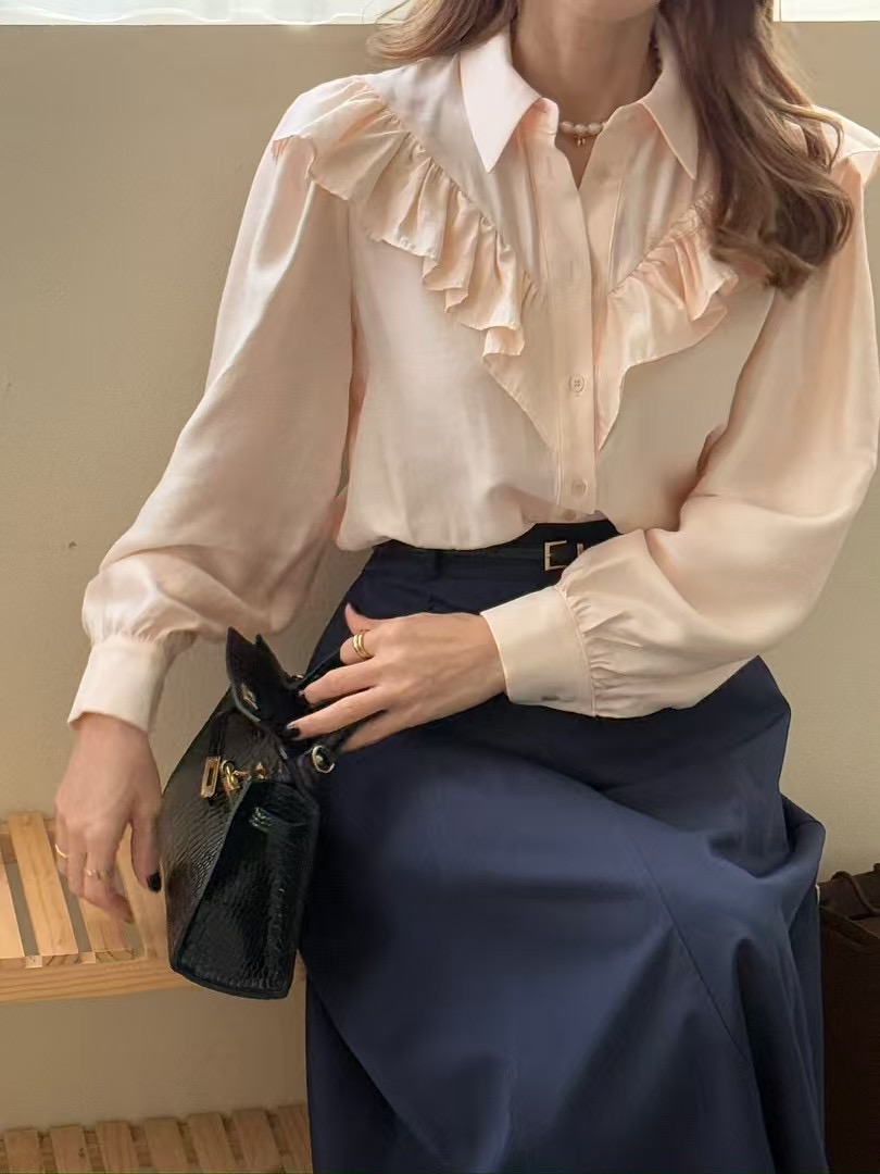 ELMU東大門直郵女士新品25春夏推薦熱賣休閑時尚襯衫蕾絲衫ELMU襯衫/蕾絲衫