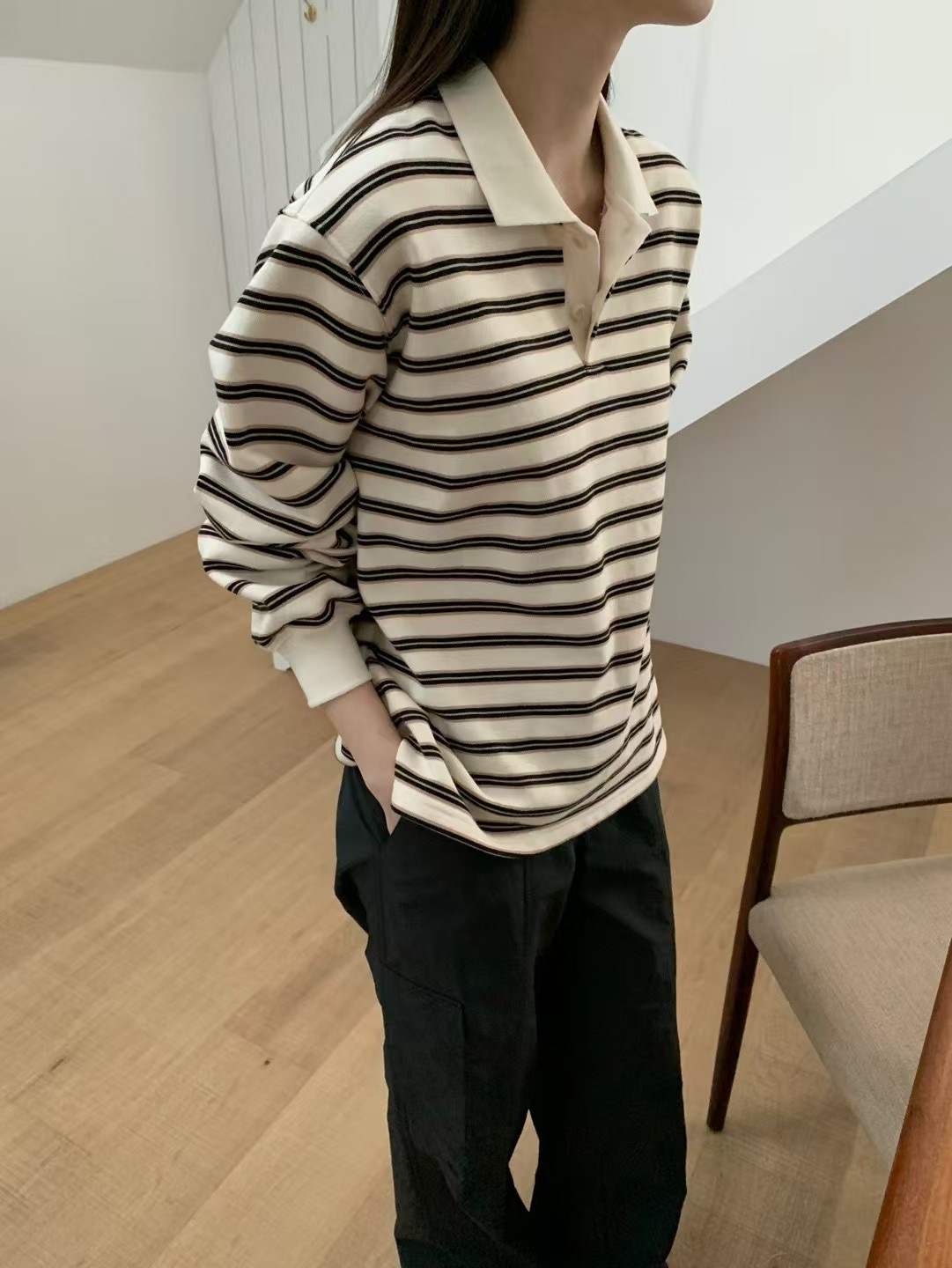 MOOD BEIGE東大門直郵女士新品休閑真品職業25春夏長袖T恤MOOD BEIGE長袖T恤