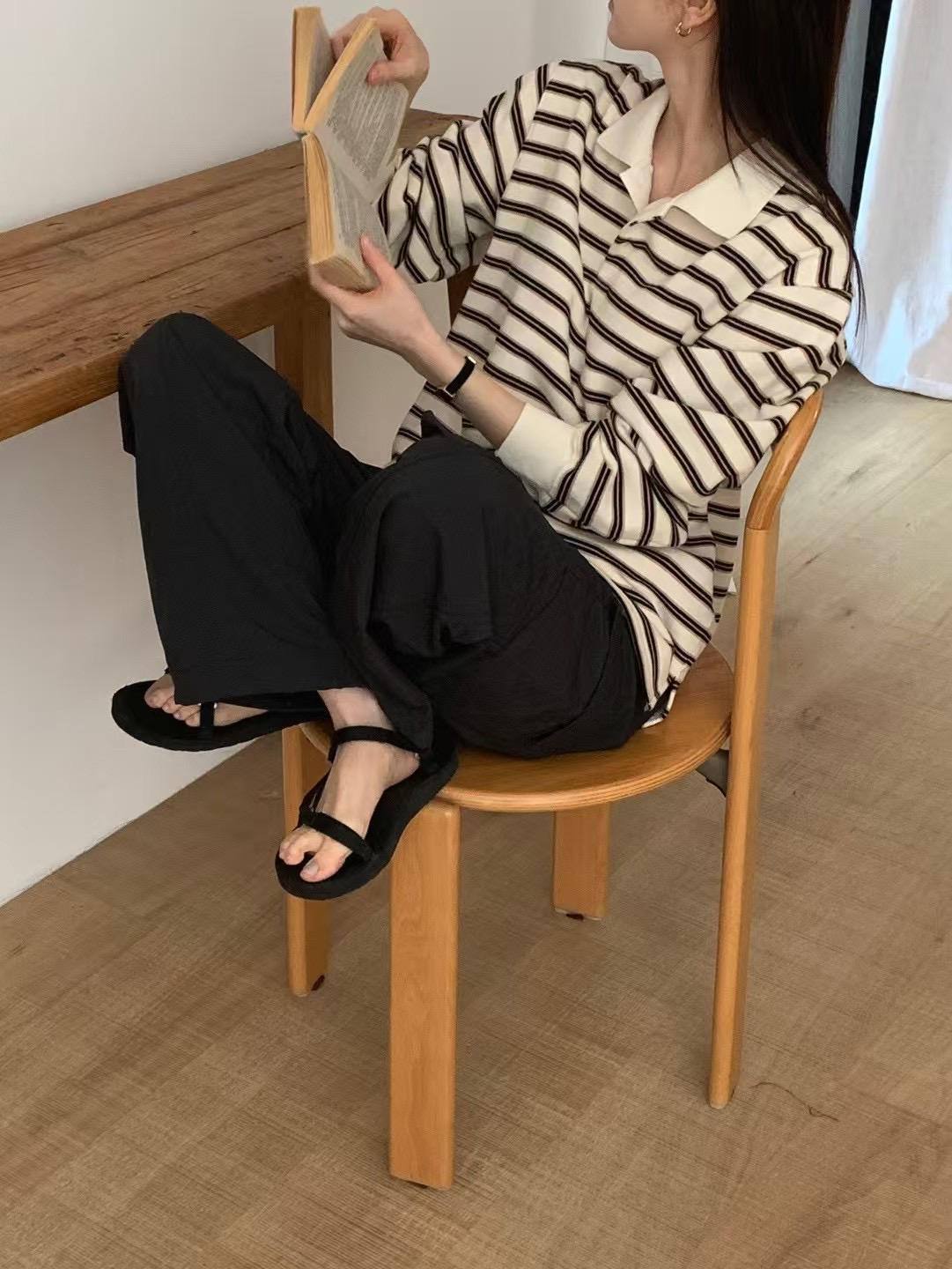 MOOD BEIGE東大門直郵女士新品休閑真品職業25春夏長袖T恤MOOD BEIGE長袖T恤