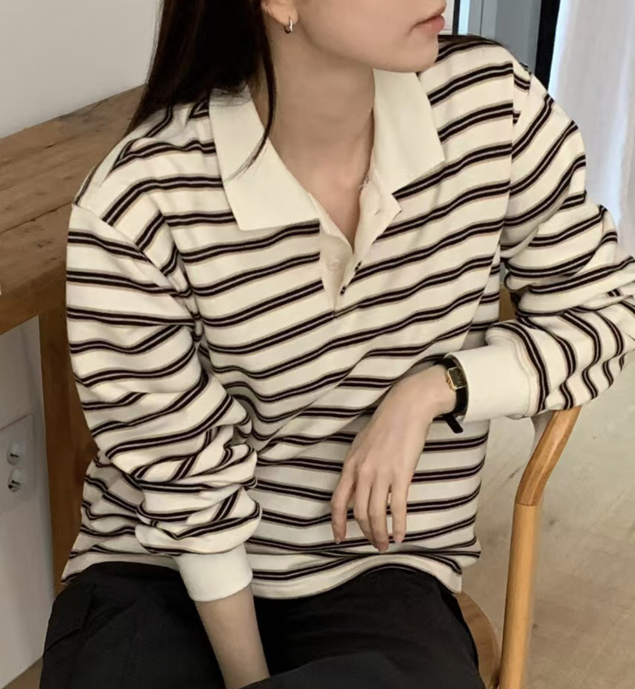 MOOD BEIGE東大門直郵女士新品休閑真品職業25春夏長袖T恤MOOD BEIGE長袖T恤圖色2