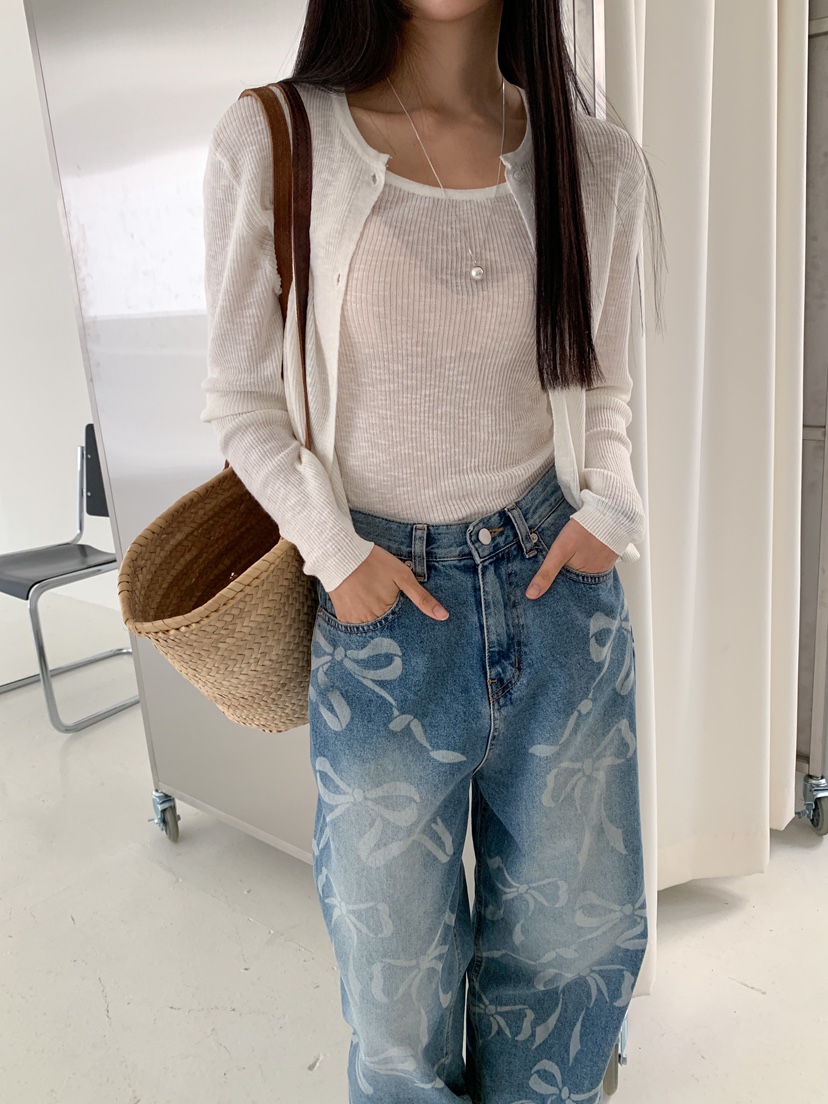 GOYOU東大門實拍女裝新品休閑熱賣真品時尚職業牛仔褲蝴蝶結de goyou牛仔褲