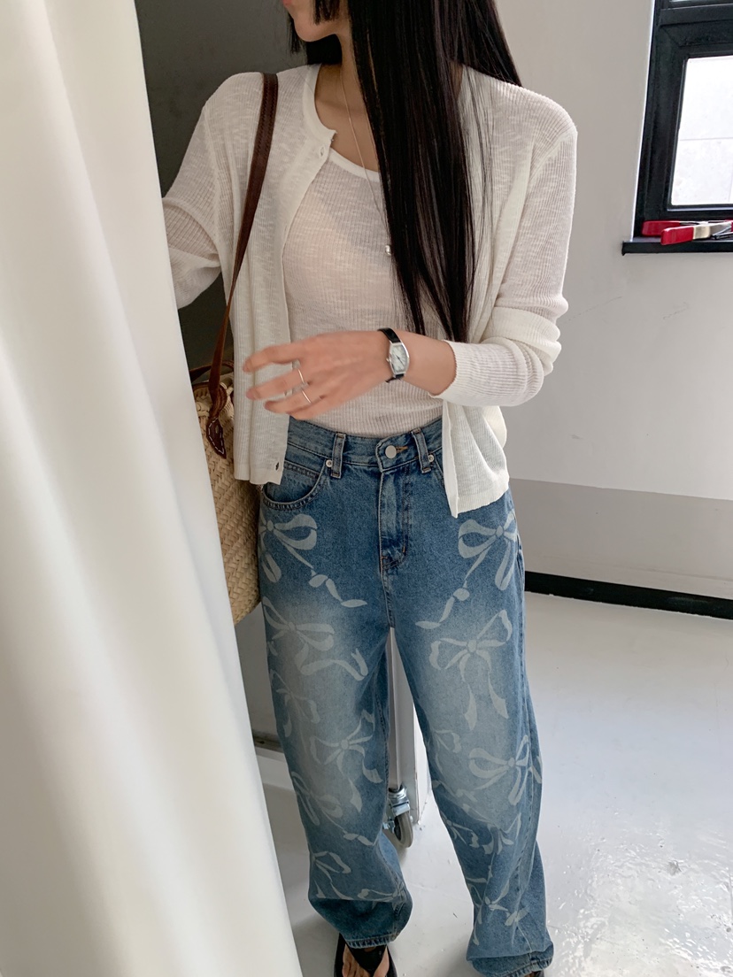 GOYOU東大門實拍女裝新品休閑熱賣真品時尚職業牛仔褲蝴蝶結de goyou牛仔褲