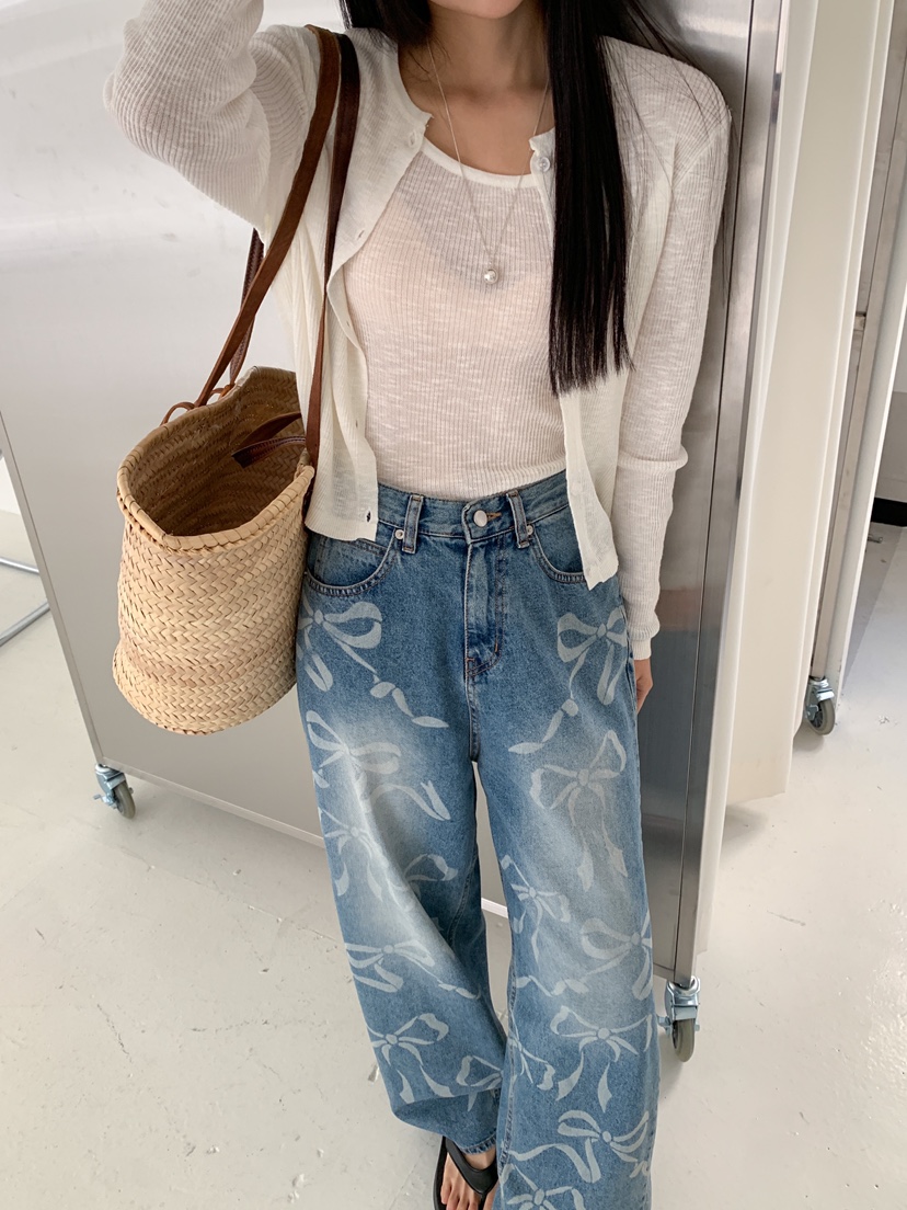 GOYOU東大門實拍女裝新品休閑熱賣真品時尚職業牛仔褲蝴蝶結de goyou牛仔褲