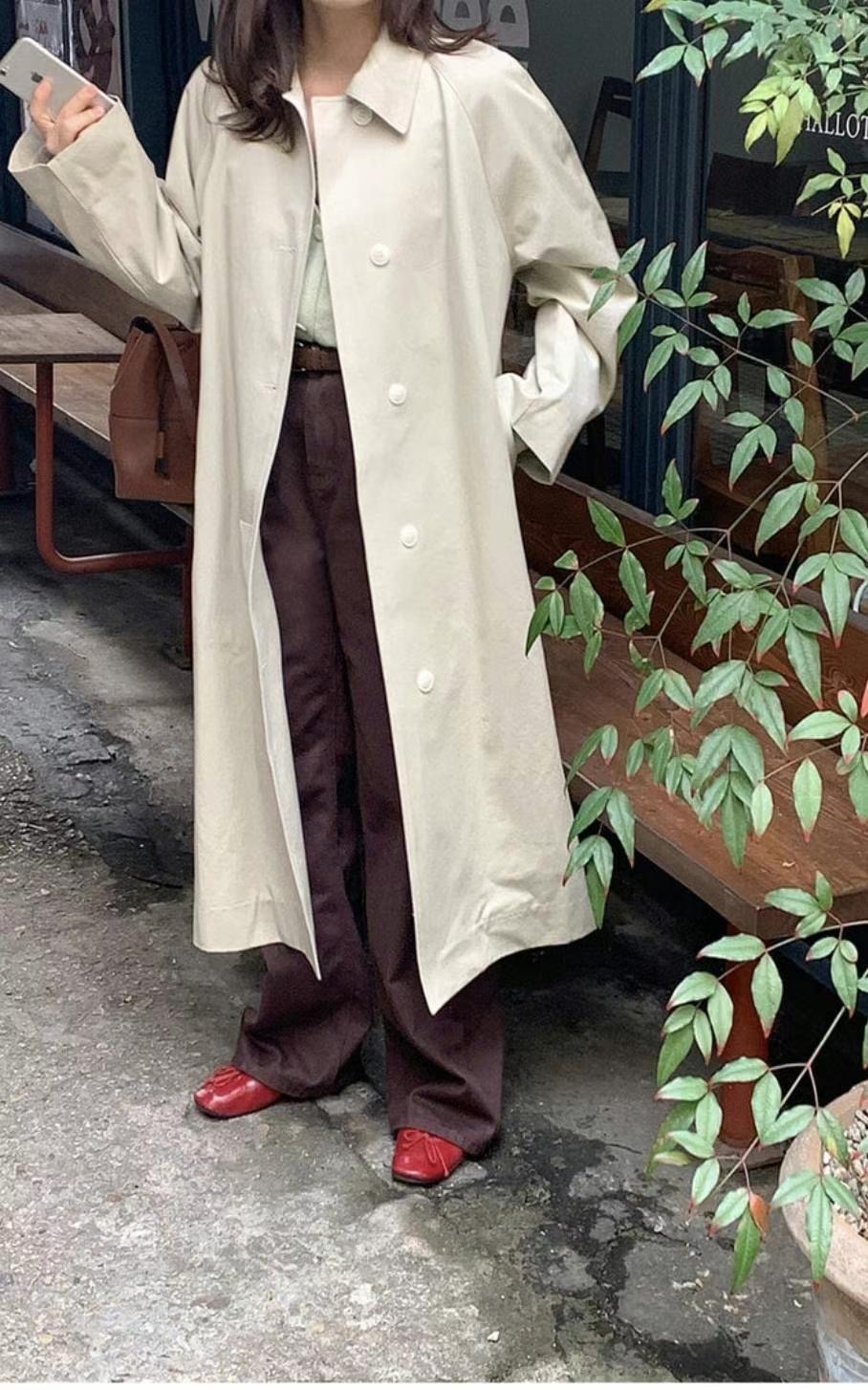 LOUNGE VERA東大門實拍女士新款職業真品人氣休閑長款風衣LOUNGE VERA-2件訂長款風衣