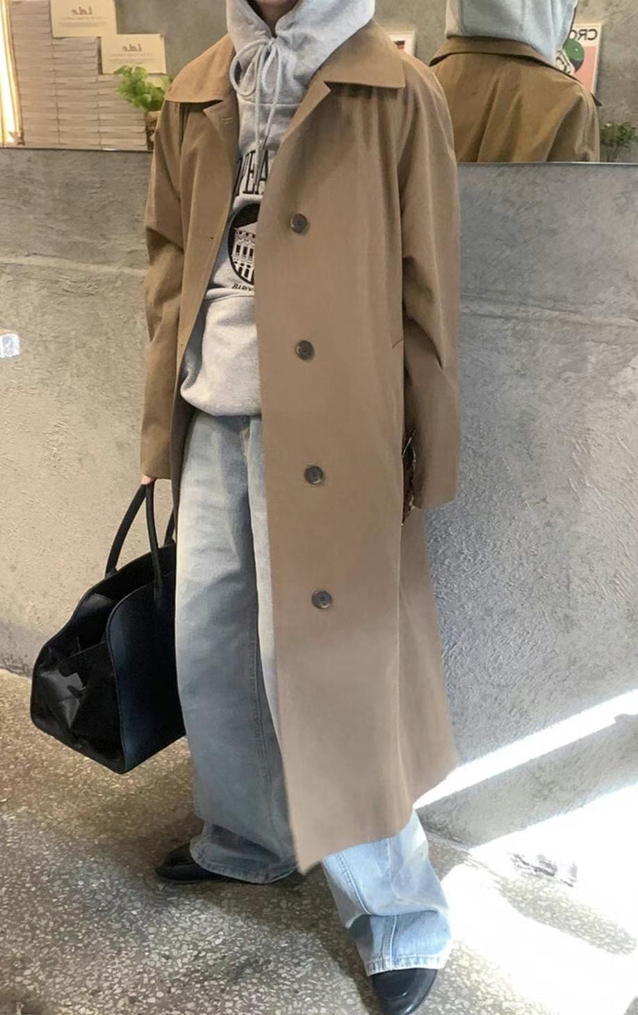 LOUNGE VERA東大門實拍女士新款職業真品人氣休閑長款風衣LOUNGE VERA-2件訂長款風衣圖色2