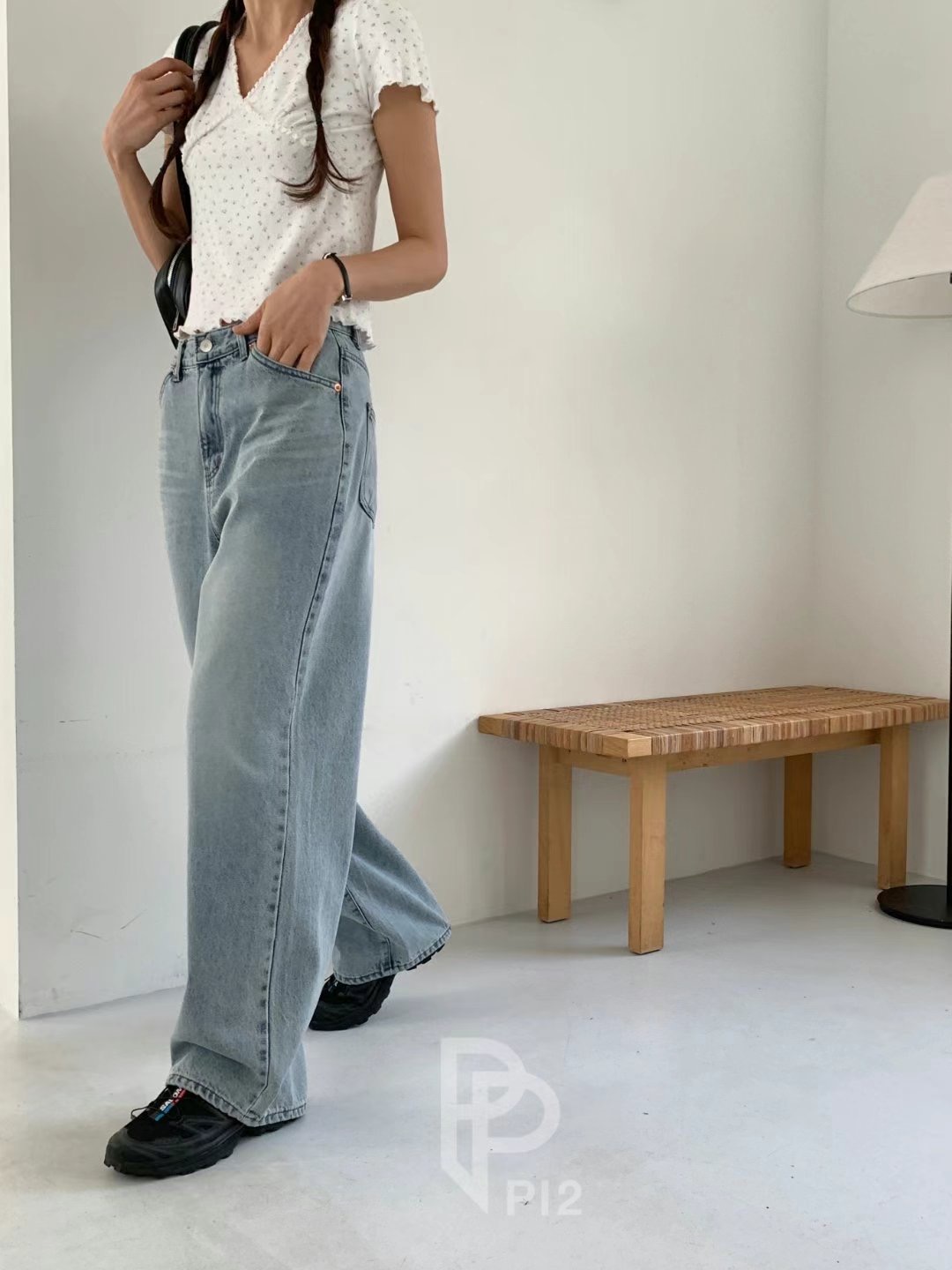 PI2韓國直郵㊣女裝新款時尚休閑推薦人氣25春夏熱賣職業牛仔褲Pi2牛仔褲