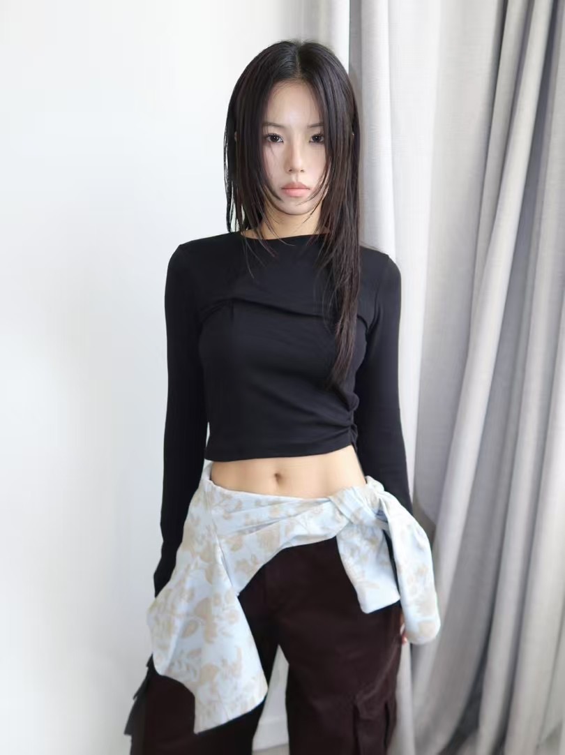 HIDDENHILLS直郵韓國代購㊣女裝新品休閑時尚熱賣職業長袖T恤HIDDENHILLS長袖T恤圖色2