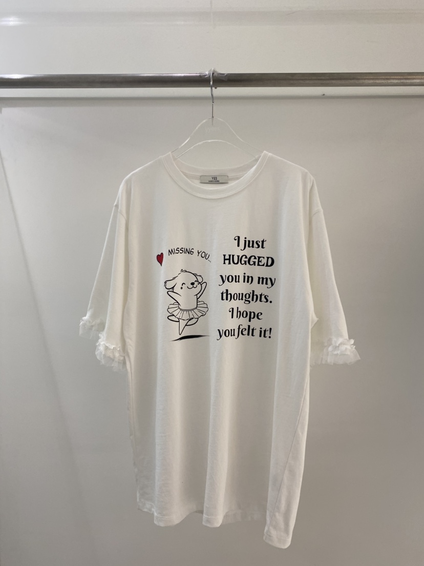 YES韓國直郵㊣東大門實拍女裝新品休閑時尚職業推薦T恤蕾絲YEST恤圖色1