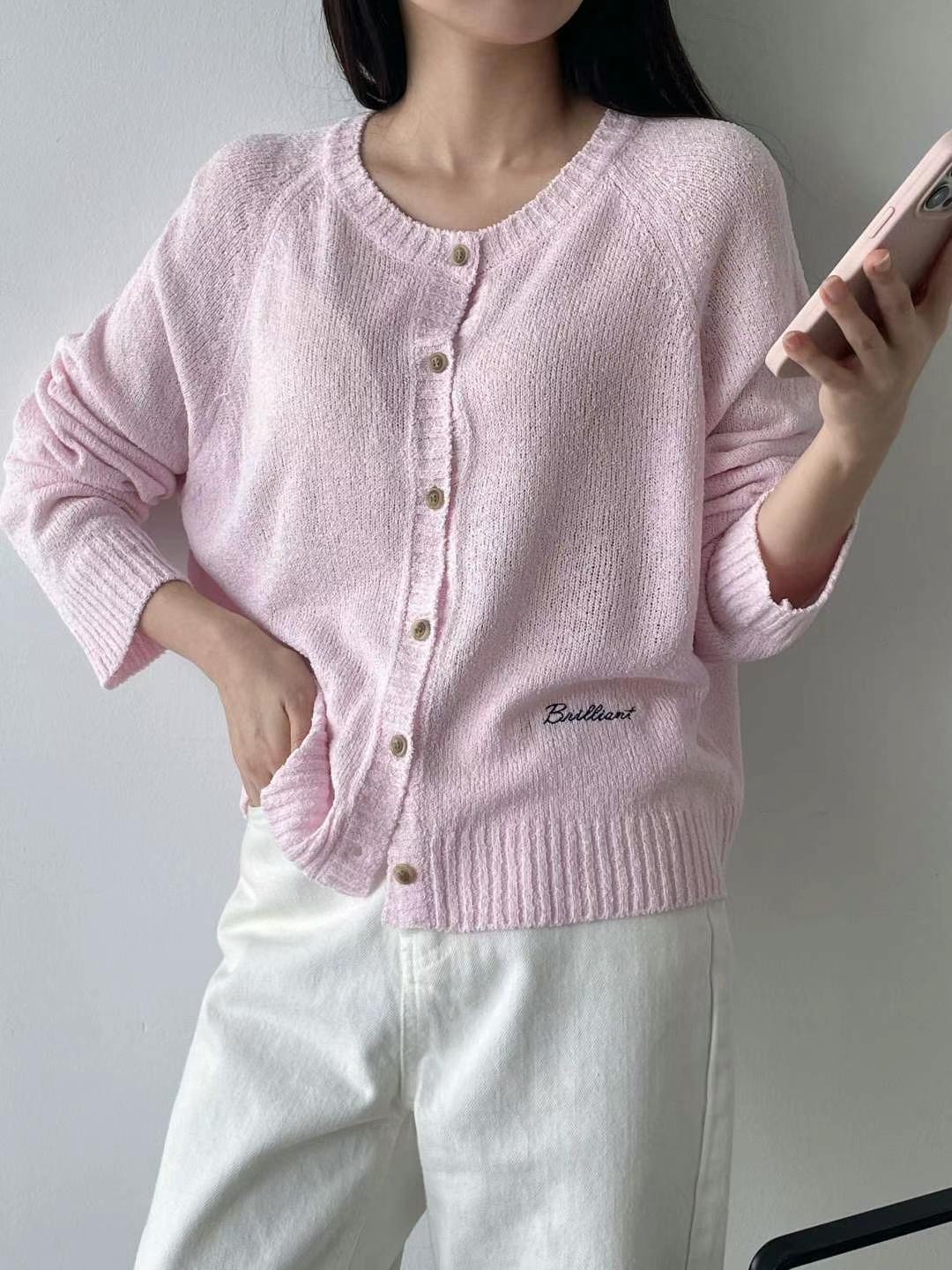 FOUND韓國㊣直郵東大門代購女裝新品熱賣推薦針織衫刺繡開衫FOUND針織衫