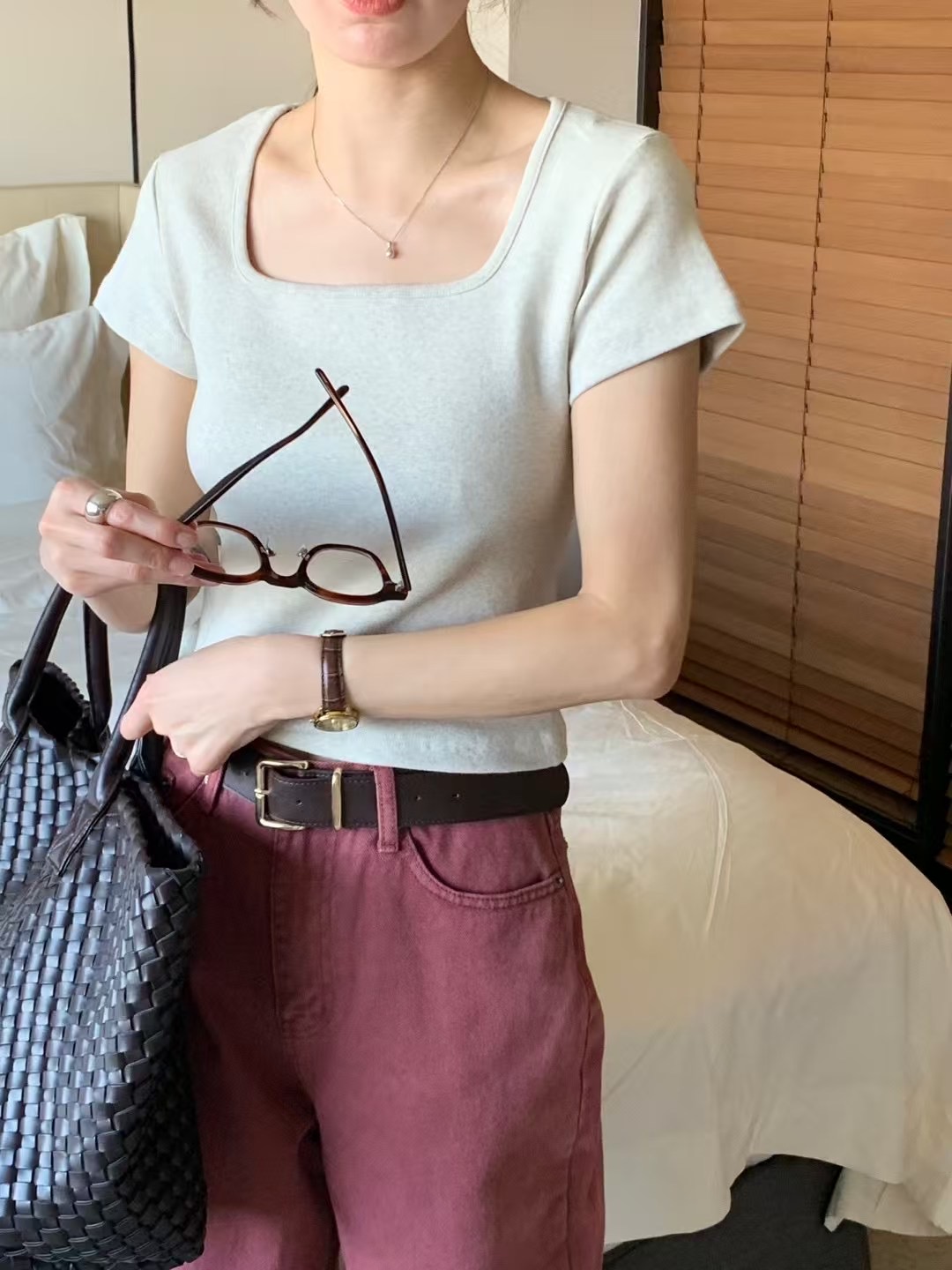 SIGNATURE韓國直郵㊣東大門實拍女裝新款職業時尚休閑25春夏T恤SIGNATURET恤圖色2