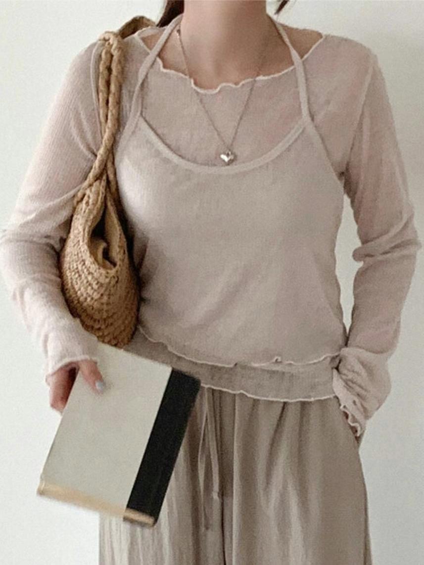 MYCABINET直郵韓國代購㊣女裝新品25春夏熱賣推薦休閑長袖T恤MYCABINET長袖T恤圖色2