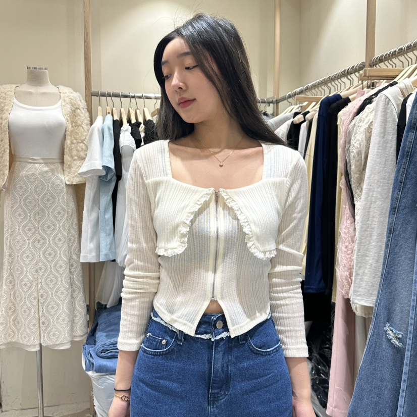 VINTAGE VIBE韓國直郵女士新款職業真品25春夏針織衫喇叭開衫VINTAGE VIBE針織衫圖色1