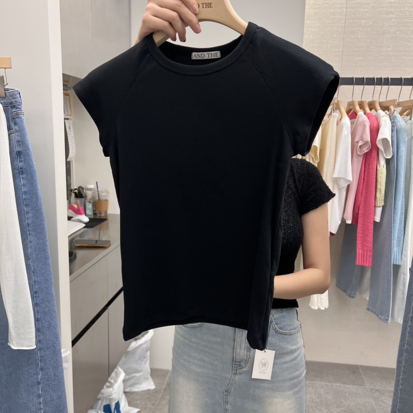 AND THE韓國直郵女裝新品休閑時尚25春夏職業真品人氣T恤插肩AND THET恤圖色4