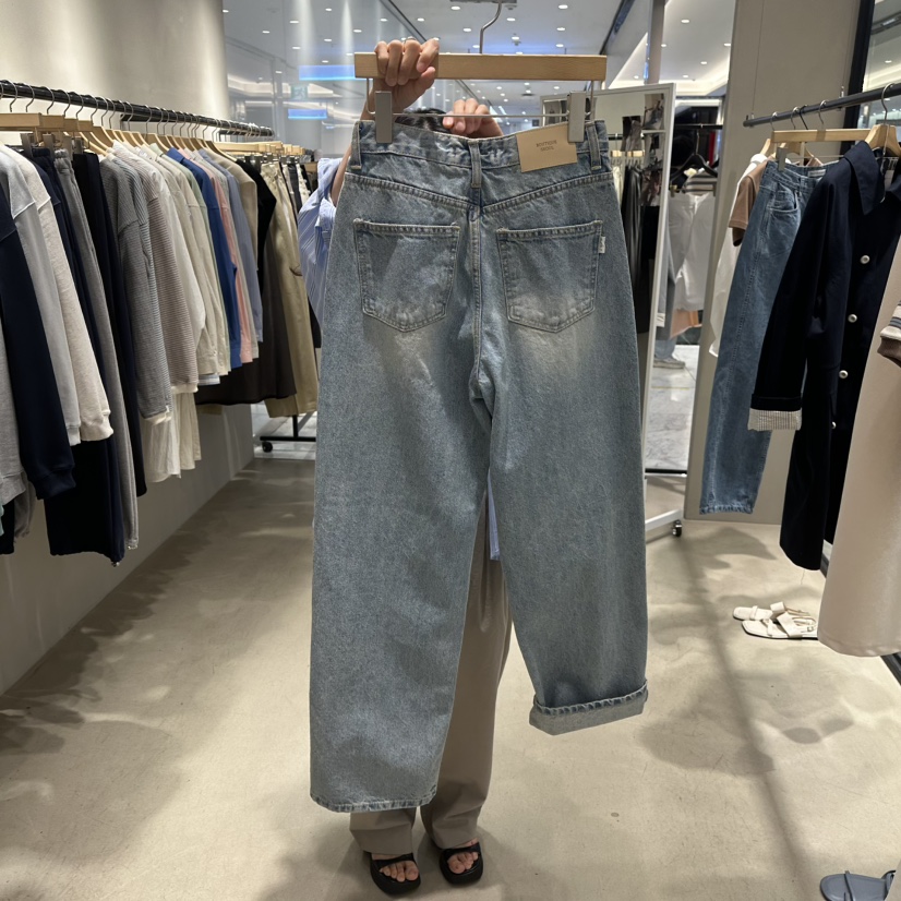 BOUTIQUE SEOUL-P東大門代購女士新款人氣25春夏牛仔褲寬松But ton/BOUTIQUE SEOUL牛仔褲