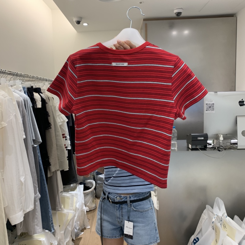 MEET ME韓國代購女士新款休閑推薦時尚真品25春夏職業熱賣T恤MEET MET恤