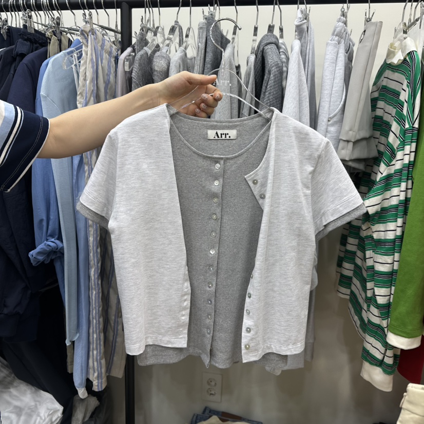 ARR韓國代購女裝新品時尚休閑25春夏人氣職業推薦T恤假兩件ARRT恤圖色3