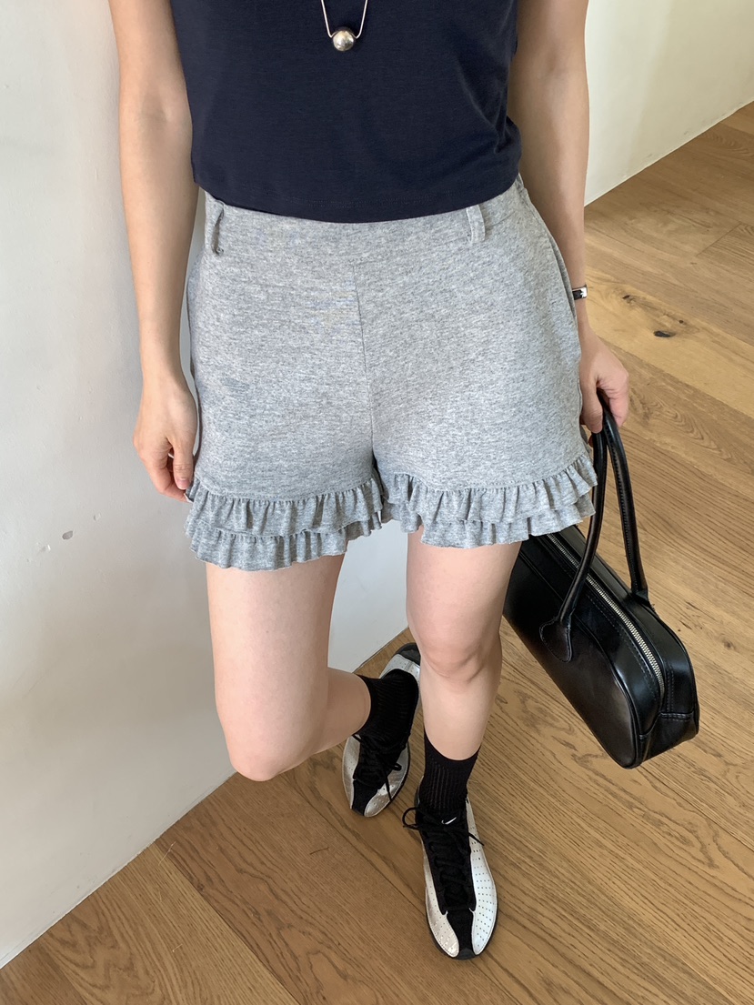 PIN-UP韓國直郵㊣東大門實拍女裝新款熱賣人氣休閑短褲荷葉邊PIN-UP短褲
