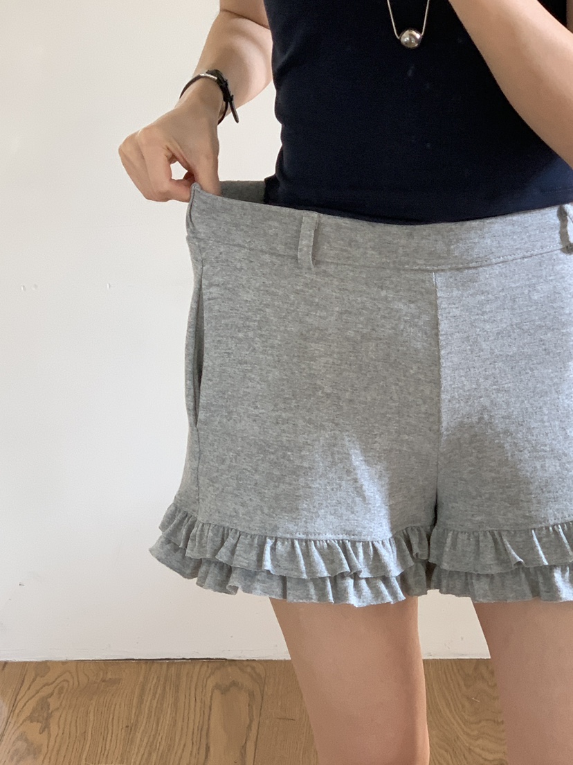 PIN-UP韓國直郵㊣東大門實拍女裝新款熱賣人氣休閑短褲荷葉邊PIN-UP短褲