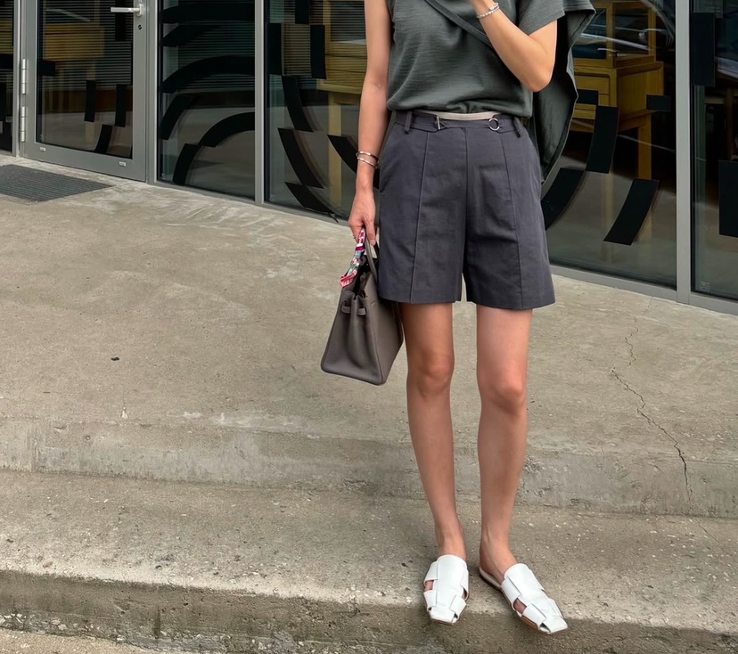 AWESOME-L韓國直郵㊣東大門實拍女裝新品職業短褲含腰帶套裝AWESOME-L短褲