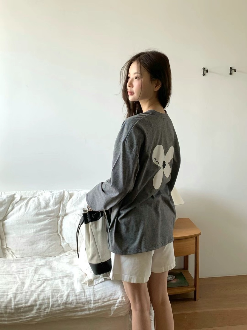 ANOU韓國直郵㊣女裝新品熱賣休閑時尚職業推薦25春夏長袖T恤ANOU長袖T恤
