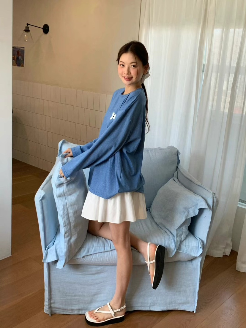 ANOU韓國直郵㊣女裝新品熱賣休閑時尚職業推薦25春夏長袖T恤ANOU長袖T恤