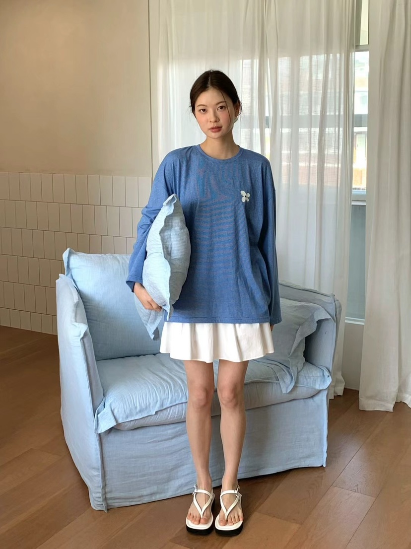 ANOU韓國直郵㊣女裝新品熱賣休閑時尚職業推薦25春夏長袖T恤ANOU長袖T恤