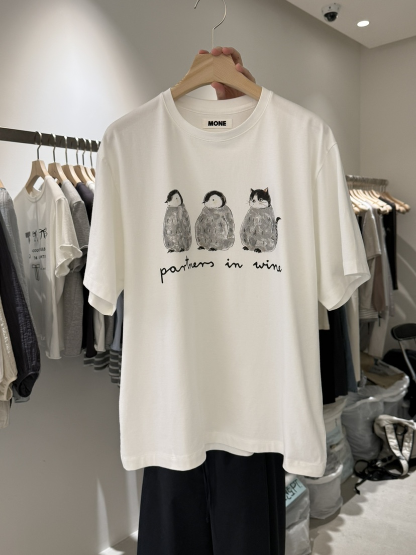 MONE-A韓國直郵㊣女裝新款推薦人氣職業休閑25春夏時尚T恤鵝MONE-AT恤圖色1