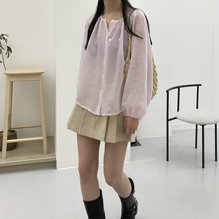 ALLVIBE韓國直郵㊣東大門實拍女裝新品職業25春夏襯衫蕾絲衫ALLVIBE襯衫/蕾絲衫
