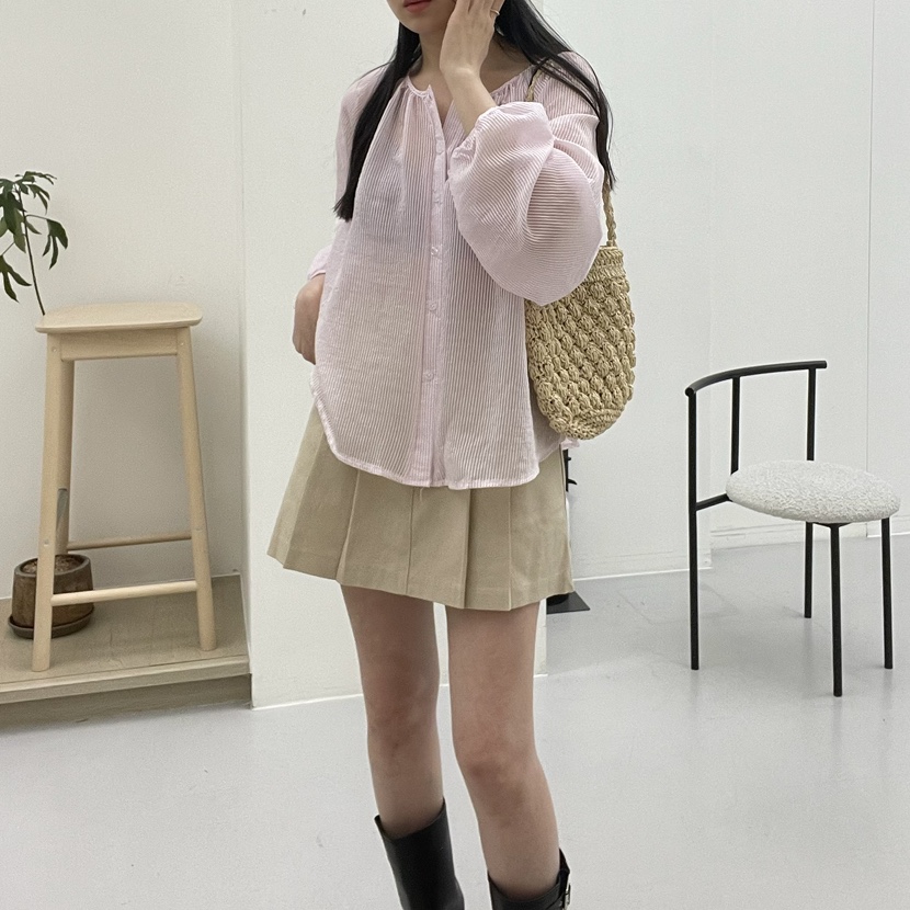 ALLVIBE韓國直郵㊣東大門實拍女裝新品職業25春夏襯衫蕾絲衫ALLVIBE襯衫/蕾絲衫