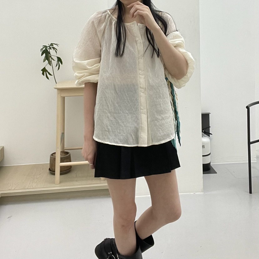 ALLVIBE韓國直郵㊣東大門實拍女裝新品職業25春夏襯衫蕾絲衫ALLVIBE襯衫/蕾絲衫