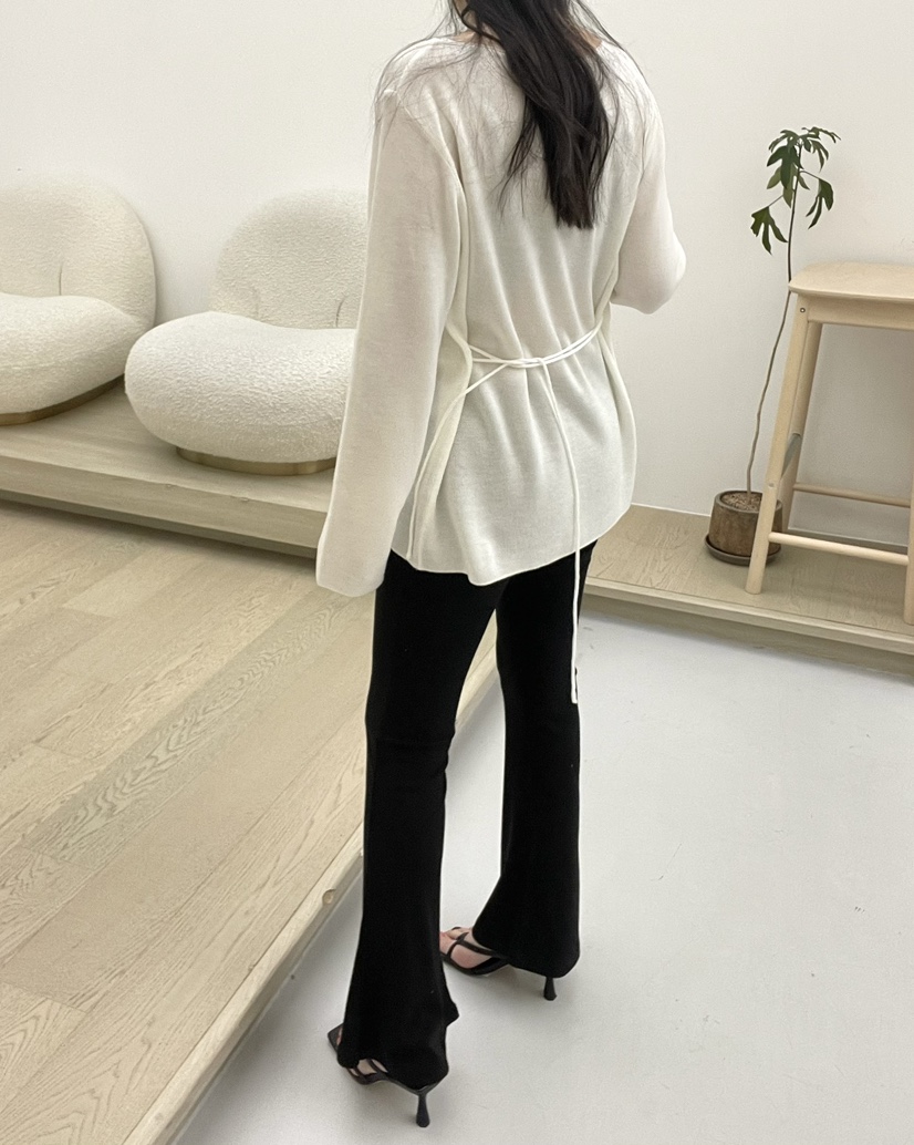 ALLVIBE直郵韓國代購㊣女裝新品推薦時尚職業長袖T恤含腰繩ALLVIBE長袖T恤