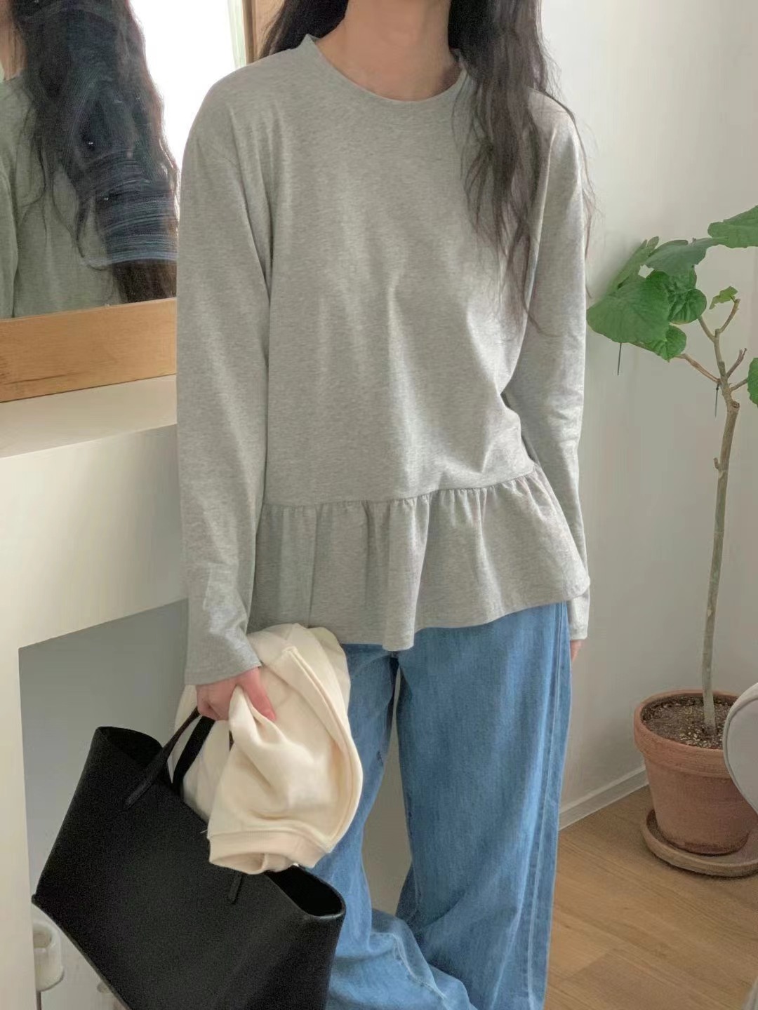 FIVE韓國㊣直郵東大門代購女裝新品時尚休閑熱賣25春夏長袖T恤FIVE長袖T恤