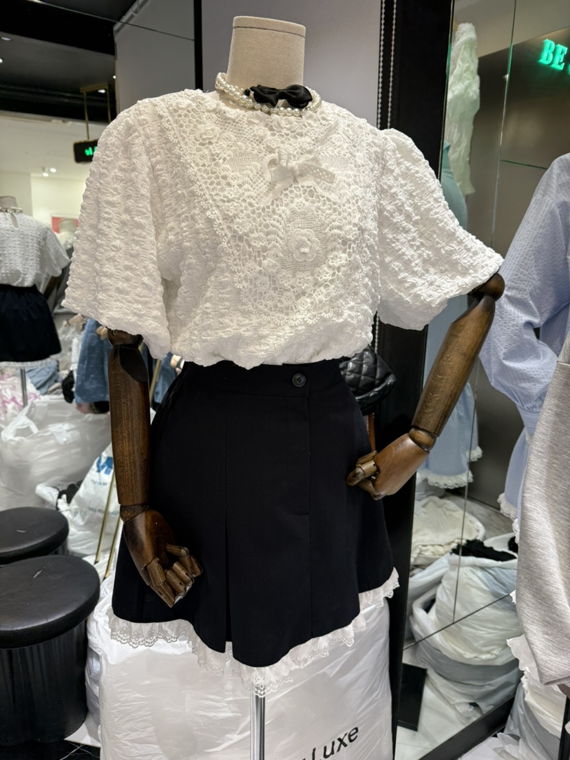 BE&amp;BE韓國直郵㊣女裝新品時尚休閑熱賣25春夏襯衫蕾絲衫BE&be襯衫/蕾絲衫圖色1