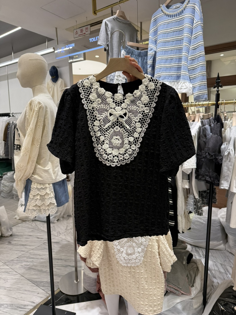 BE&amp;BE韓國直郵㊣女裝新品時尚休閑熱賣25春夏襯衫蕾絲衫BE&be襯衫/蕾絲衫圖色2