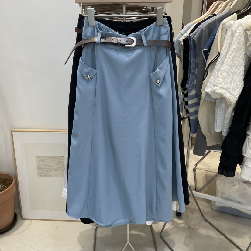 J&C韓國㊣直郵東大門代購女裝新款休閑職業長裙含腰帶J&C/J.BLANC長裙