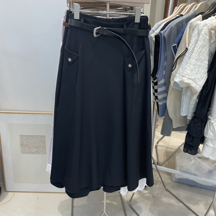 J&C韓國㊣直郵東大門代購女裝新款休閑職業長裙含腰帶J&C/J.BLANC長裙圖色2