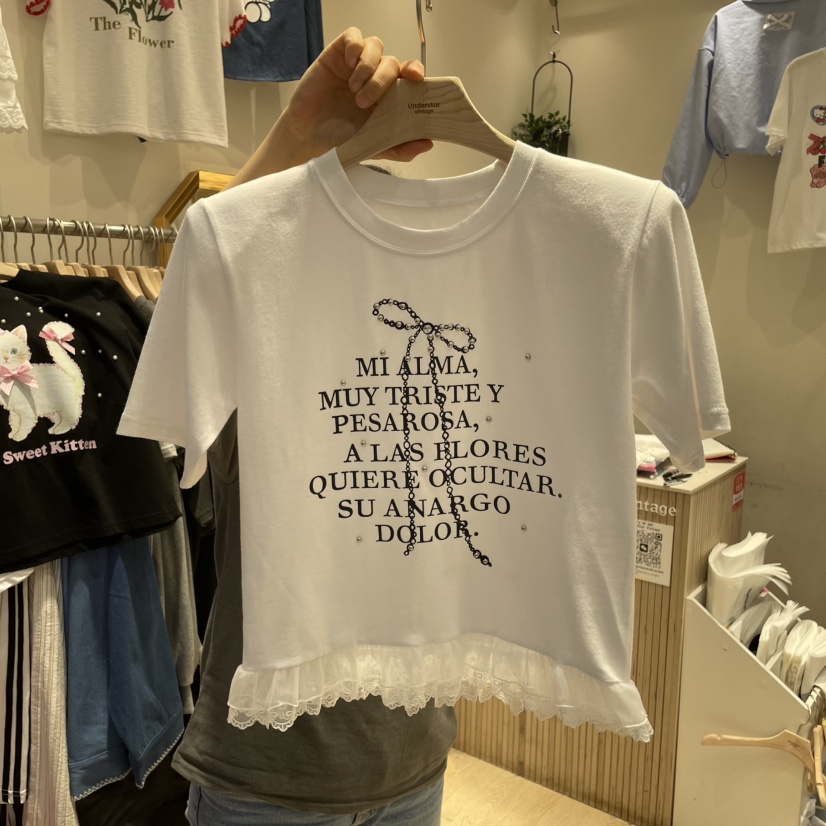 UNDERSTAR_VINTAGE直郵韓國代購㊣女裝新品熱賣25春夏推薦T恤UNDERSTAR_VINTAGET恤圖色1