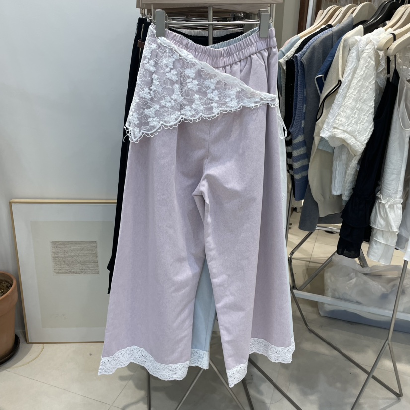 J&C韓國㊣直郵東大門代購女裝新品時尚人氣休閑褲蕾絲J&C/J.BLANC休閑褲